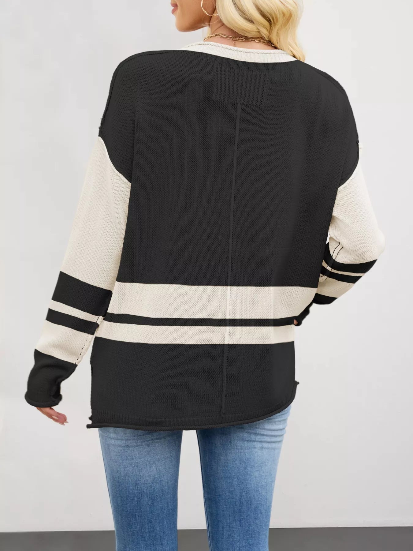Color Block Side Slit Sweater-Nordavory