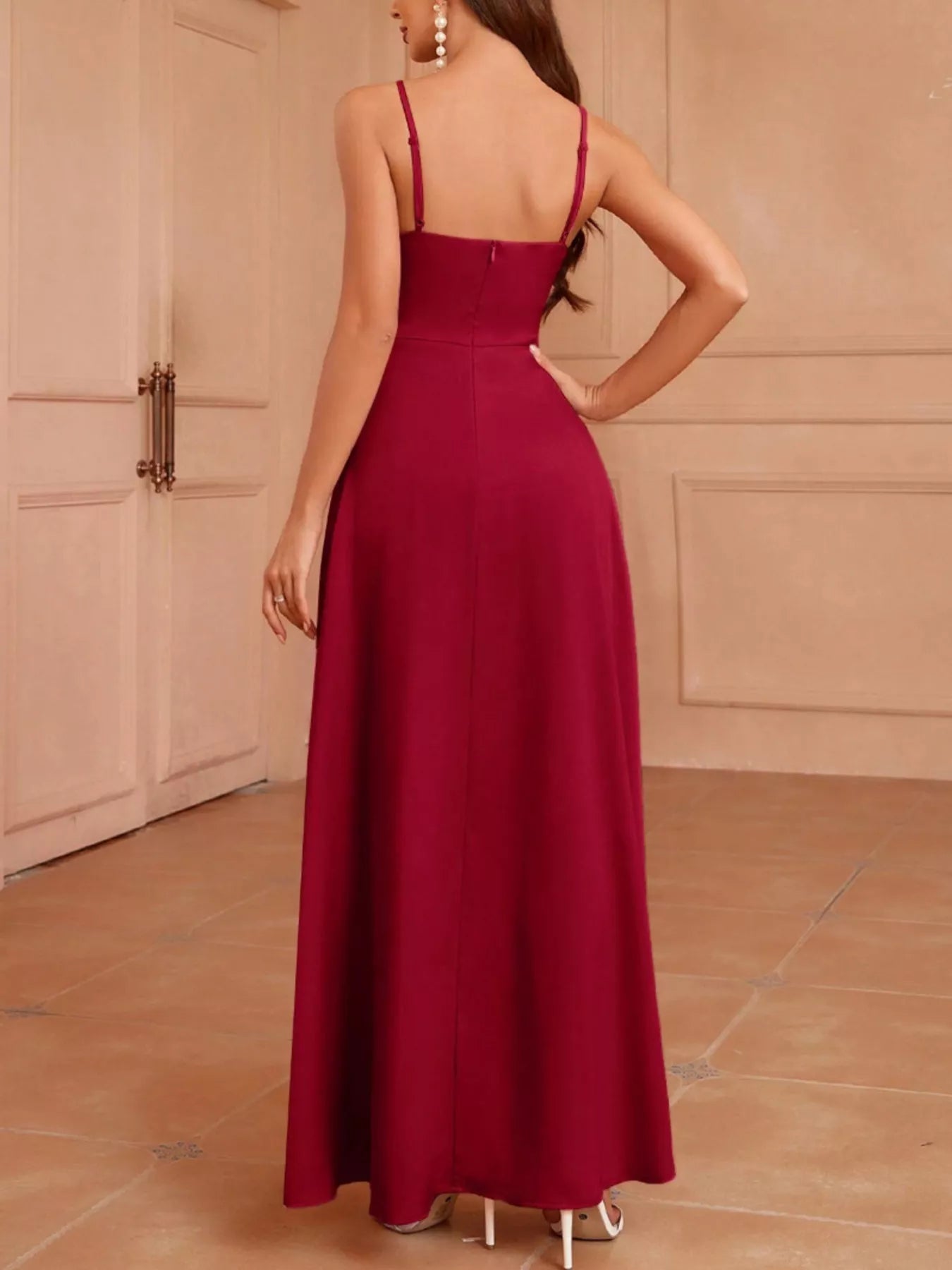 Slit Spaghetti Strap Maxi Dress-Nordavory