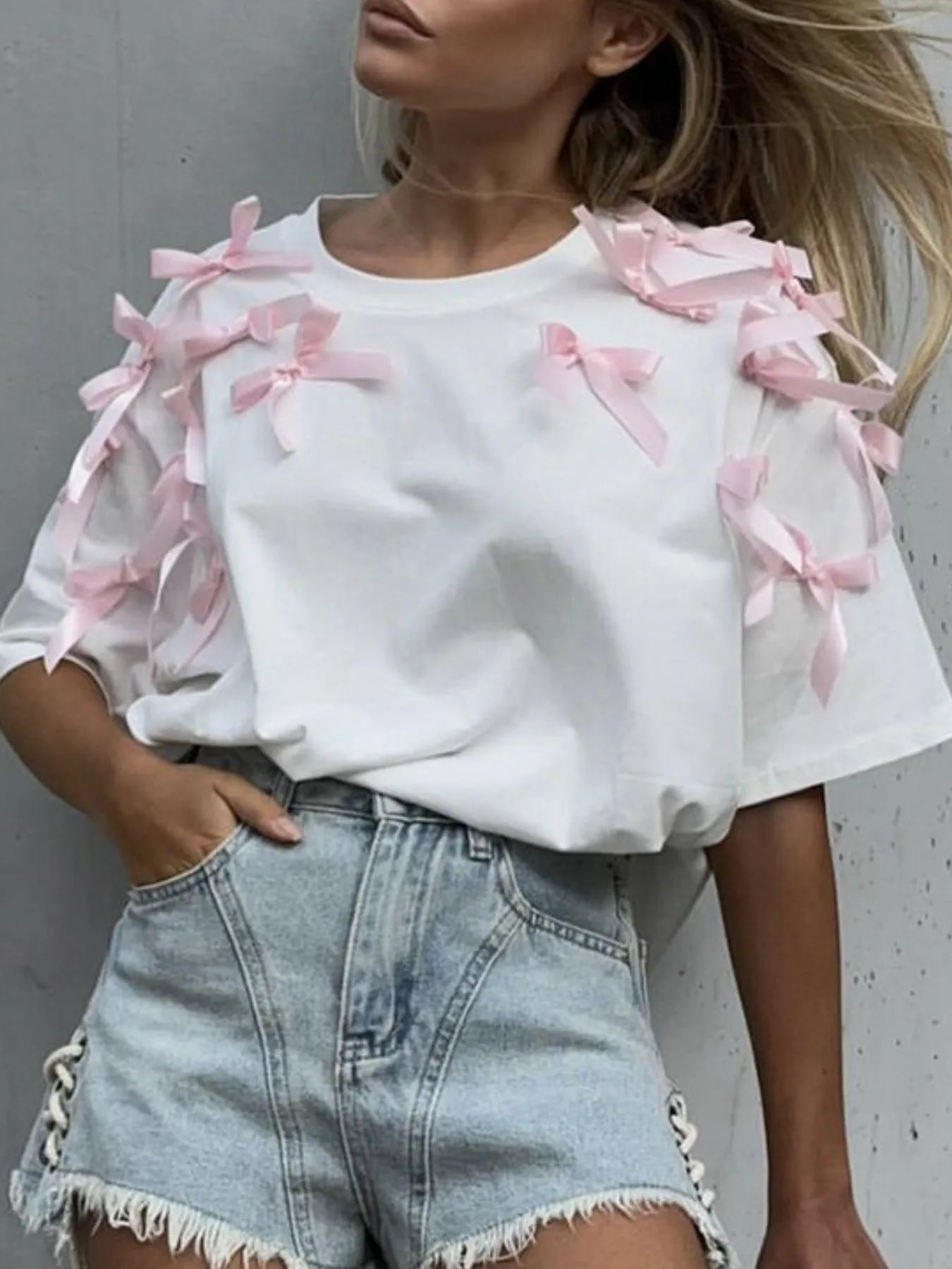 Bow Short Sleeve T-Shirt-Nordavory
