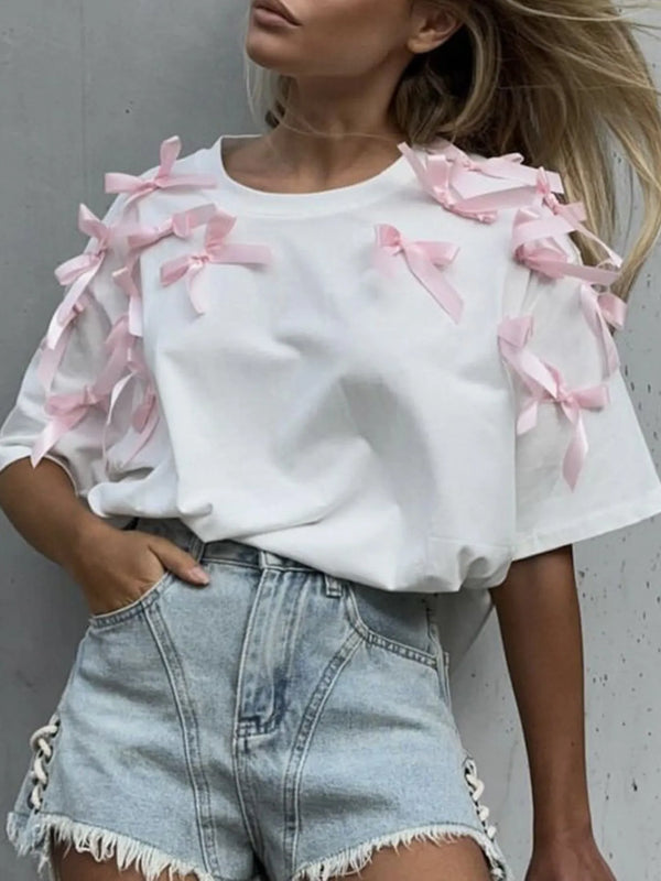 Bow Short Sleeve T-Shirt-Nordavory
