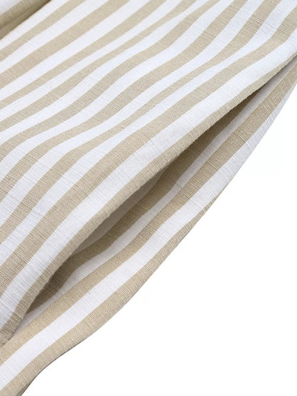 Striped Button-Front Wide Leg Jumpsuit-Nordavory