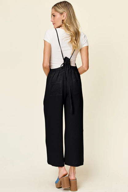 Double Take Full Size Texture Sleeveless Wide Leg Overall-Nordavory