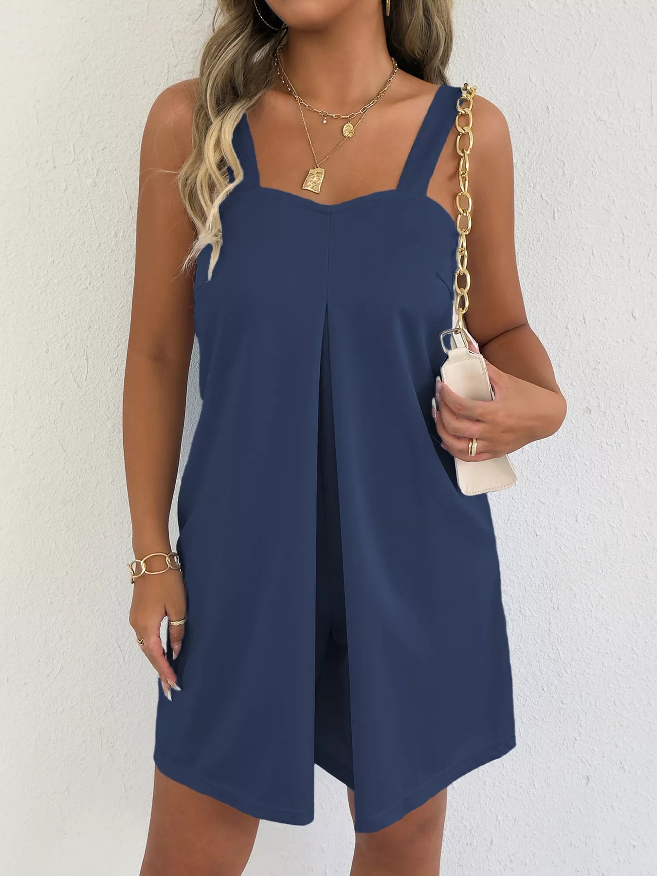 Sleeveless Casual Romper with Side Pockets-Nordavory