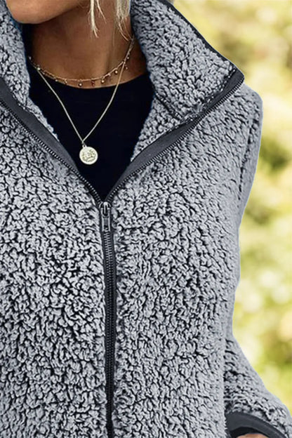 Pocketed Zip Up Turtleneck Jacket-Nordavory