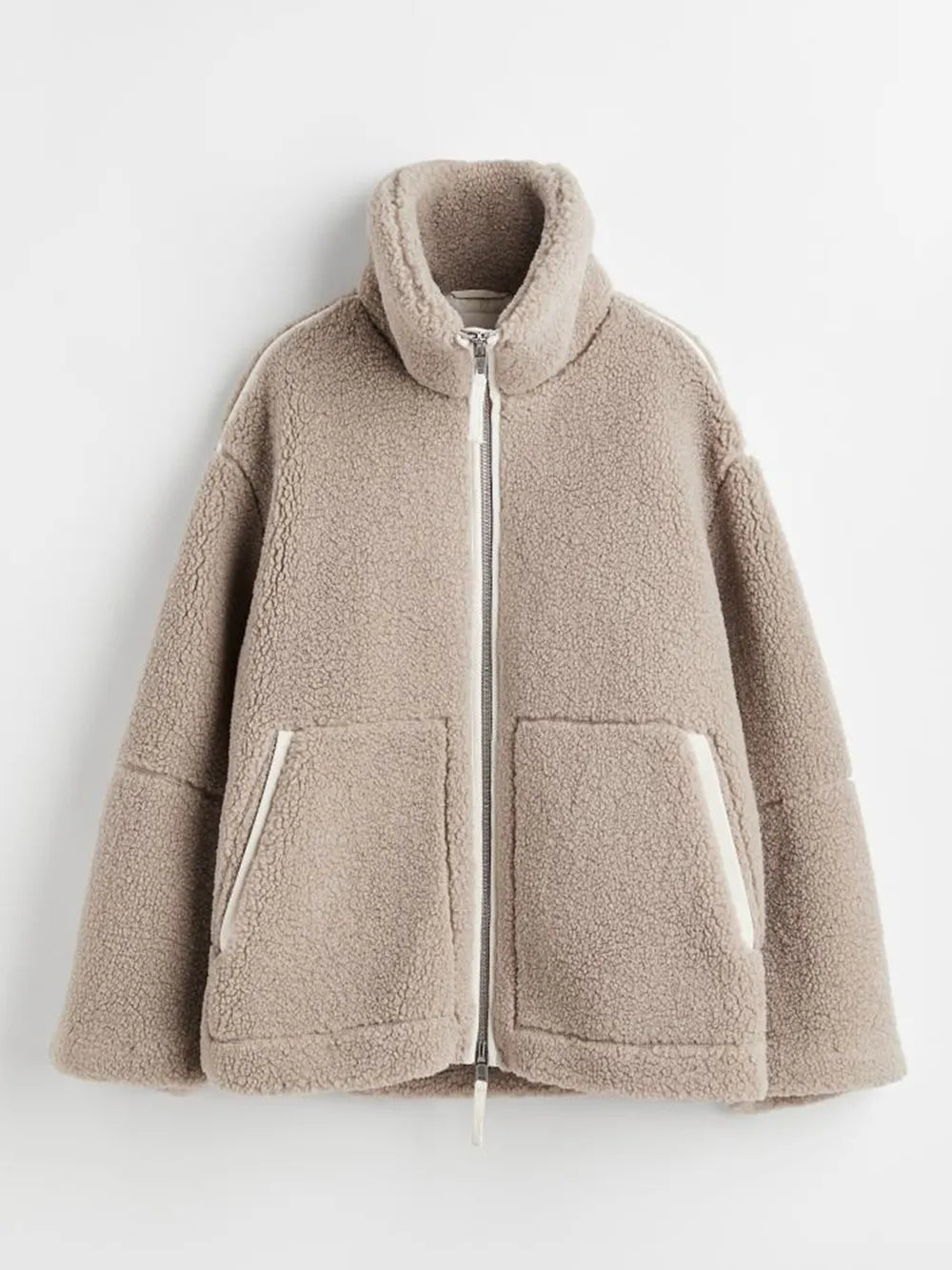 Zip Up Turtleneck Long Sleeve Plush Jacket-Nordavory