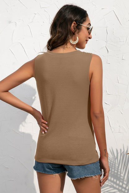 Ivy Lane Buttoned Deep V Tank-Nordavory
