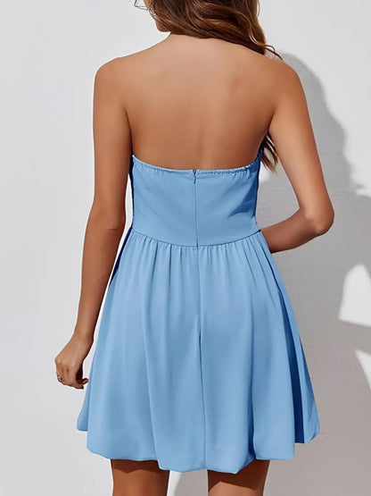Ruched Tube Mini Dress-Nordavory