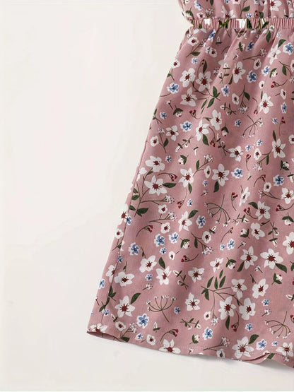 Floral Print Spaghetti Strap Romper-Nordavory