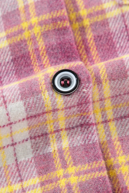 Plaid Collared Neck Button Up Shacket-Nordavory