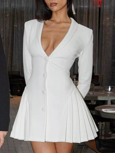 Button Down Blazer Pleated Mini Dress – Nordavory