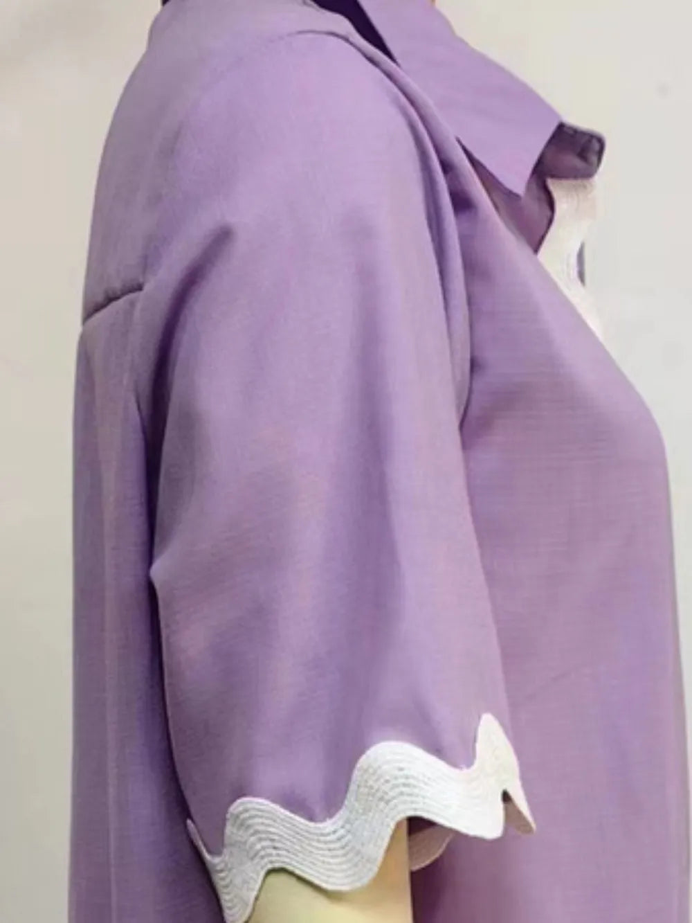 Contrast Trim Collared Neck Top and Shorts Set-Nordavory