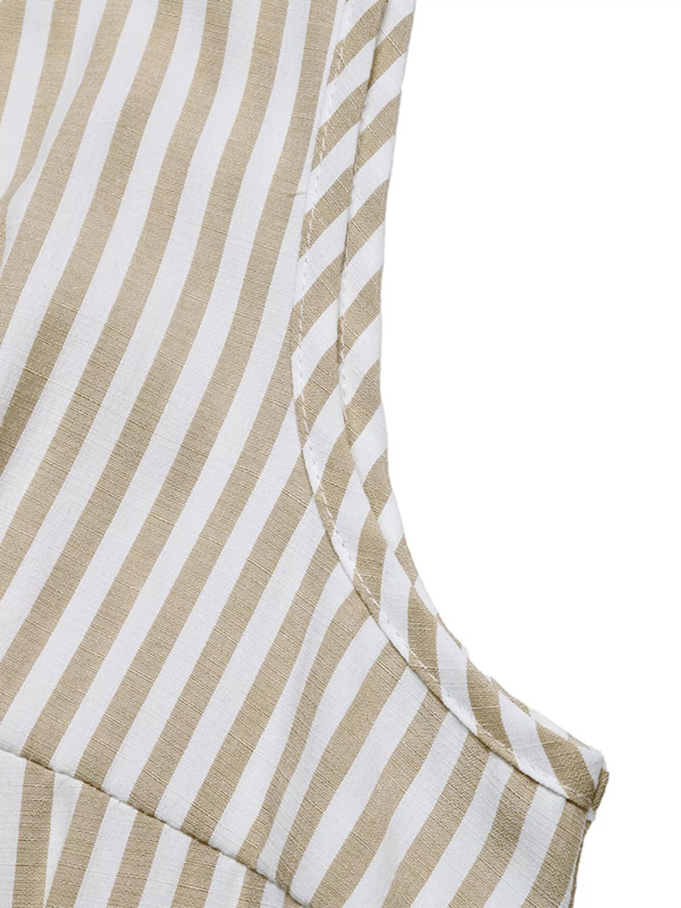 Striped Button-Front Wide Leg Jumpsuit-Nordavory