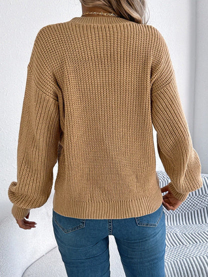 Openwork Round Neck Sweater-Nordavory