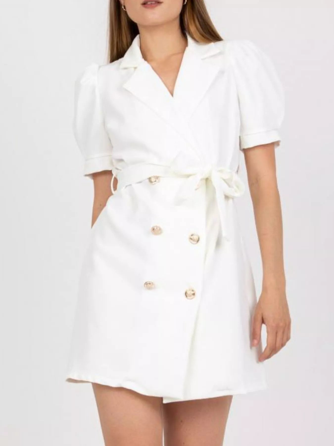Blazer Style Tie Waist Mini Dress-Nordavory