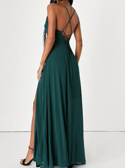 Crisscross Back Slit Maxi Dress-Nordavory