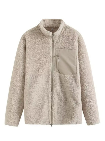 Zip Up Long Sleeve Plush Jacket-Nordavory
