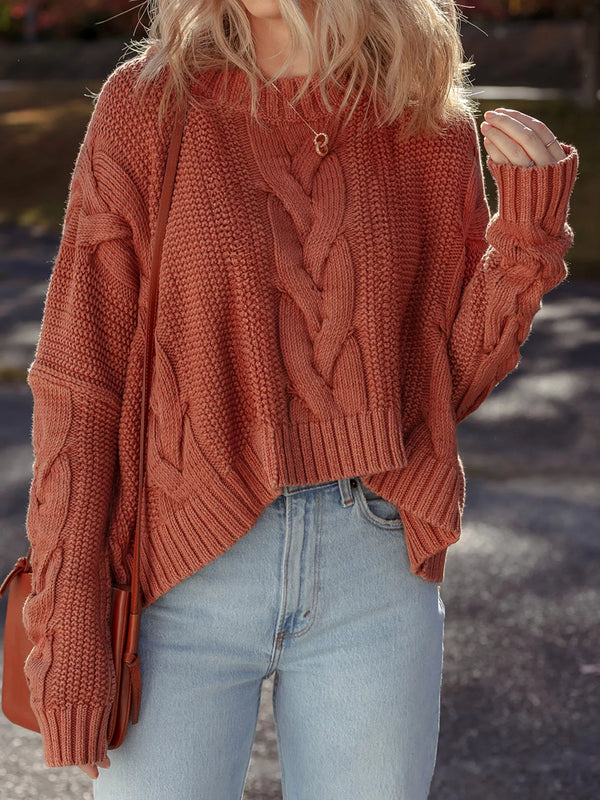 Cable-Knit Chunky Fit Slouchy Textured Sweater-Nordavory