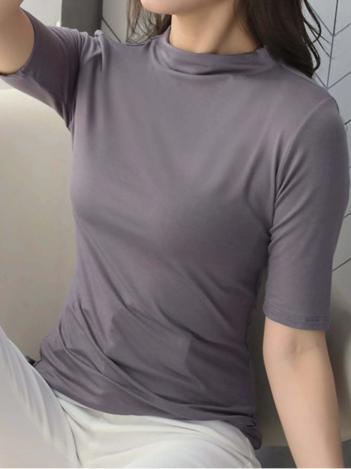 Solid Color Short Sleeve T-Shirt-Nordavory