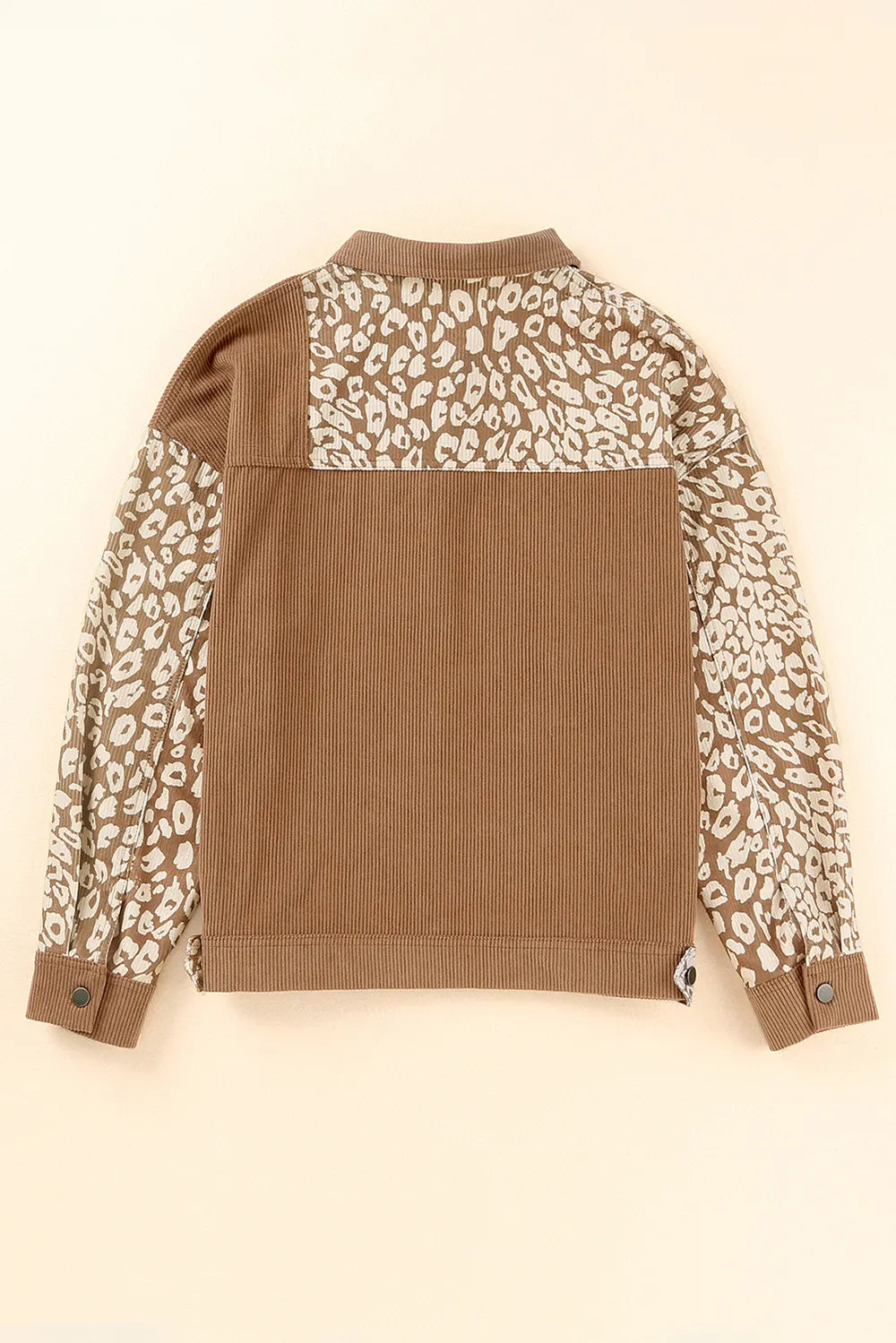 Leopard Button Up Drop Shoulder Jacket-Nordavory