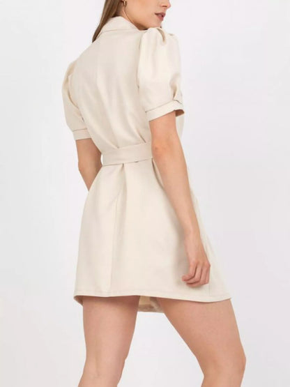Blazer Style Tie Waist Mini Dress-Nordavory