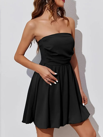 Ruched Tube Mini Dress-Nordavory