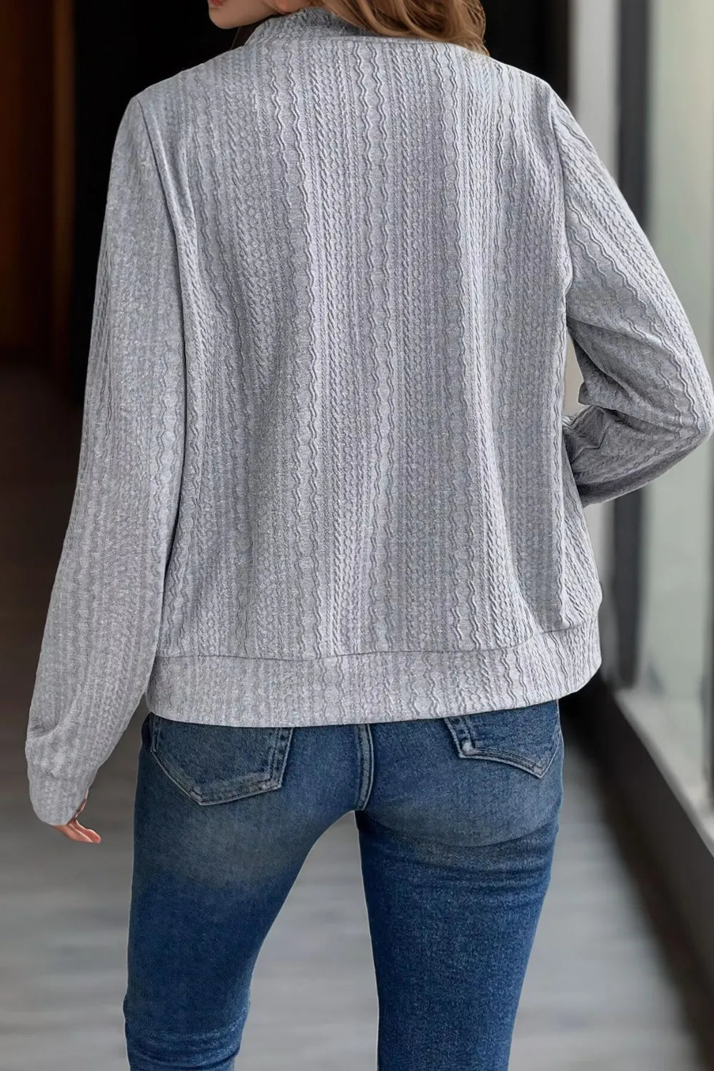 Baseball Collar Zip Up Long Sleeve Jacket-Nordavory