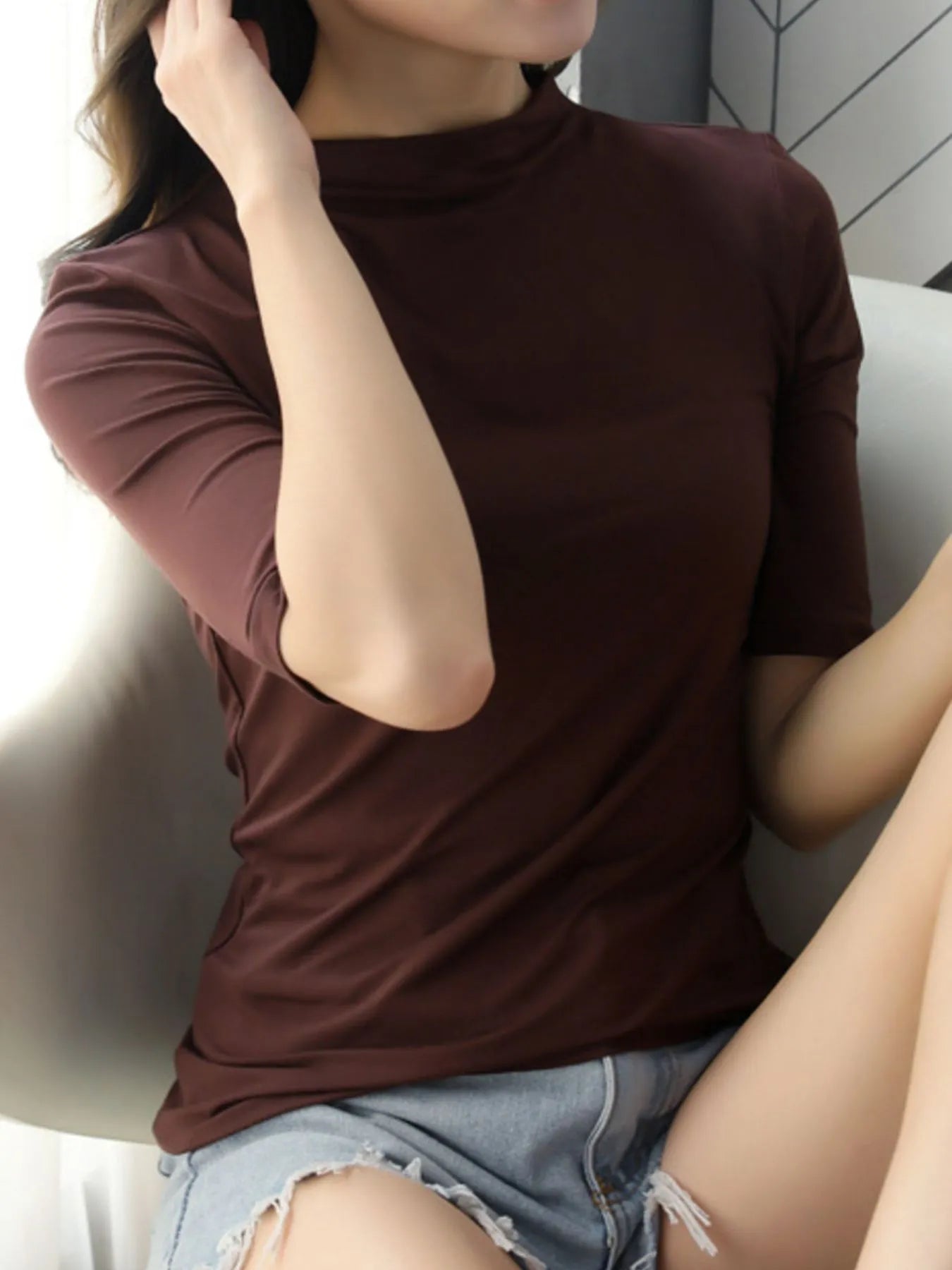 Solid Color Short Sleeve T-Shirt-Nordavory