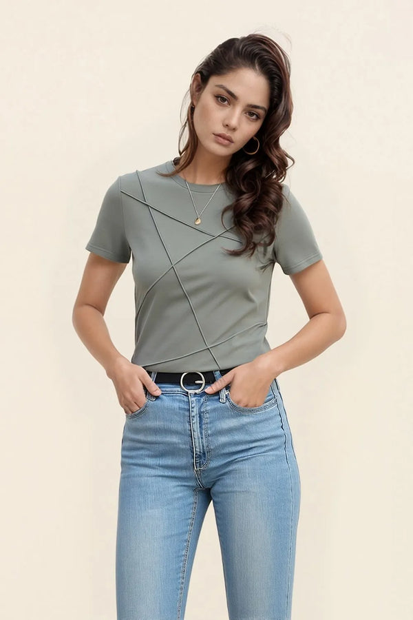 Solid Color Round Neck T Shirt-Nordavory