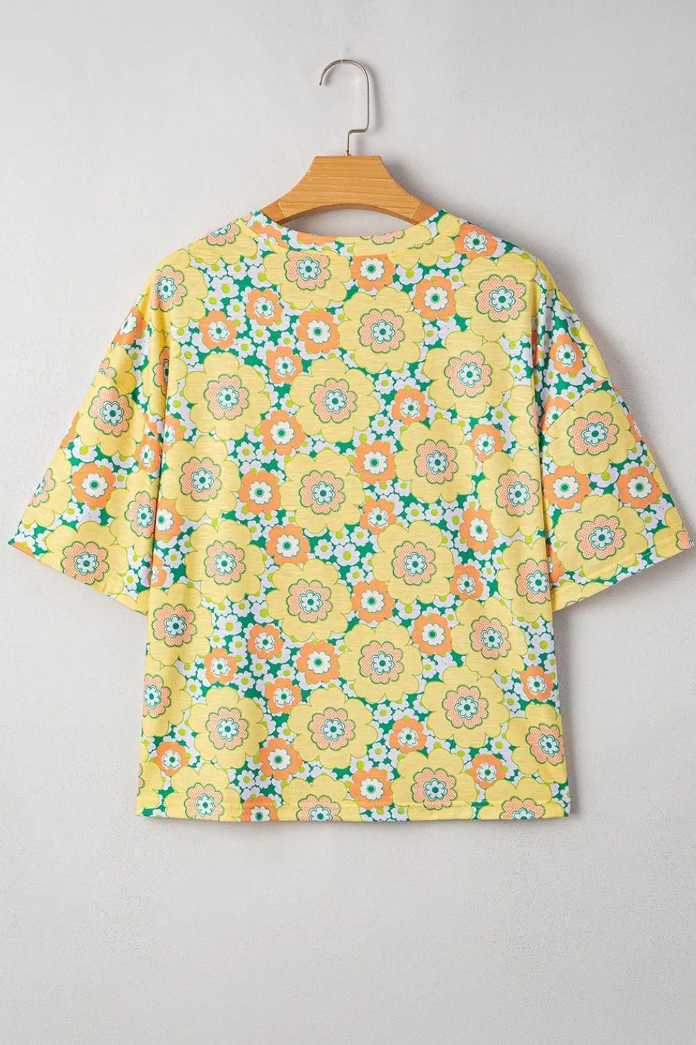 Floral Print Round Neck Oversized T-Shirt-Nordavory