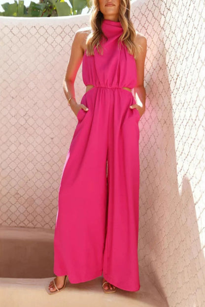 Cutout Sleeveless Wide Leg Jumpsuit-Nordavory