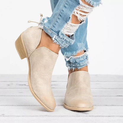Point Toe Block Heels Boots-Nordavory