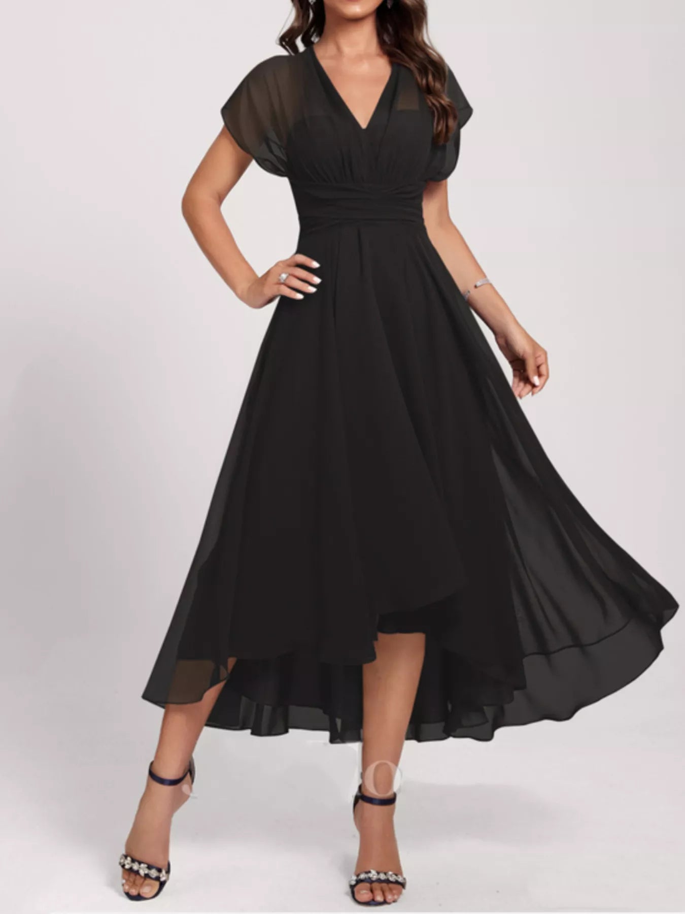 Ruched A-Line Midi Dress-Nordavory