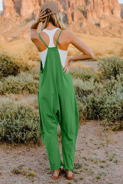 Double Take Full Size V-Neck Sleeveless Jumpsuit with Pockets-Nordavory