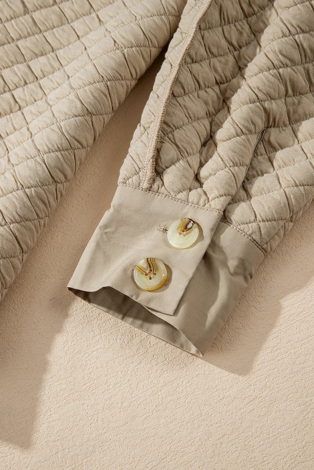 Exposed Seam Collared Neck Button Up Shacket-Nordavory