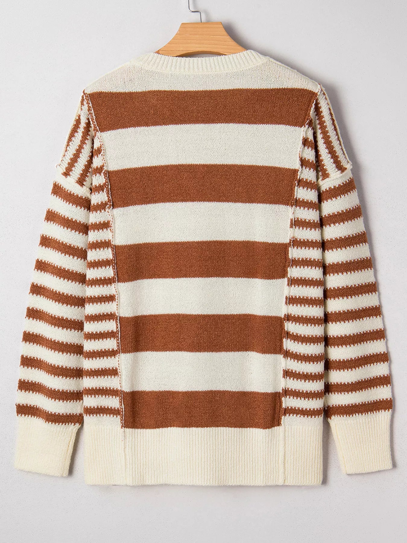 Stripe Drop Shoulder Sleeve Patchwork Baggy Sweater-Nordavory