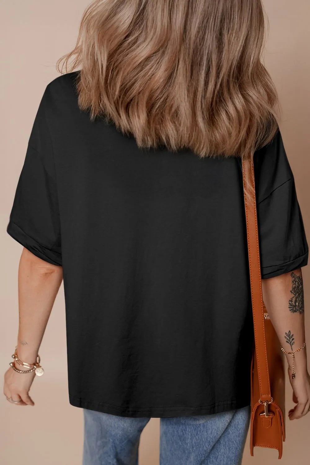 Loose Half Sleeve Hi Low Hem T Shirt-Nordavory
