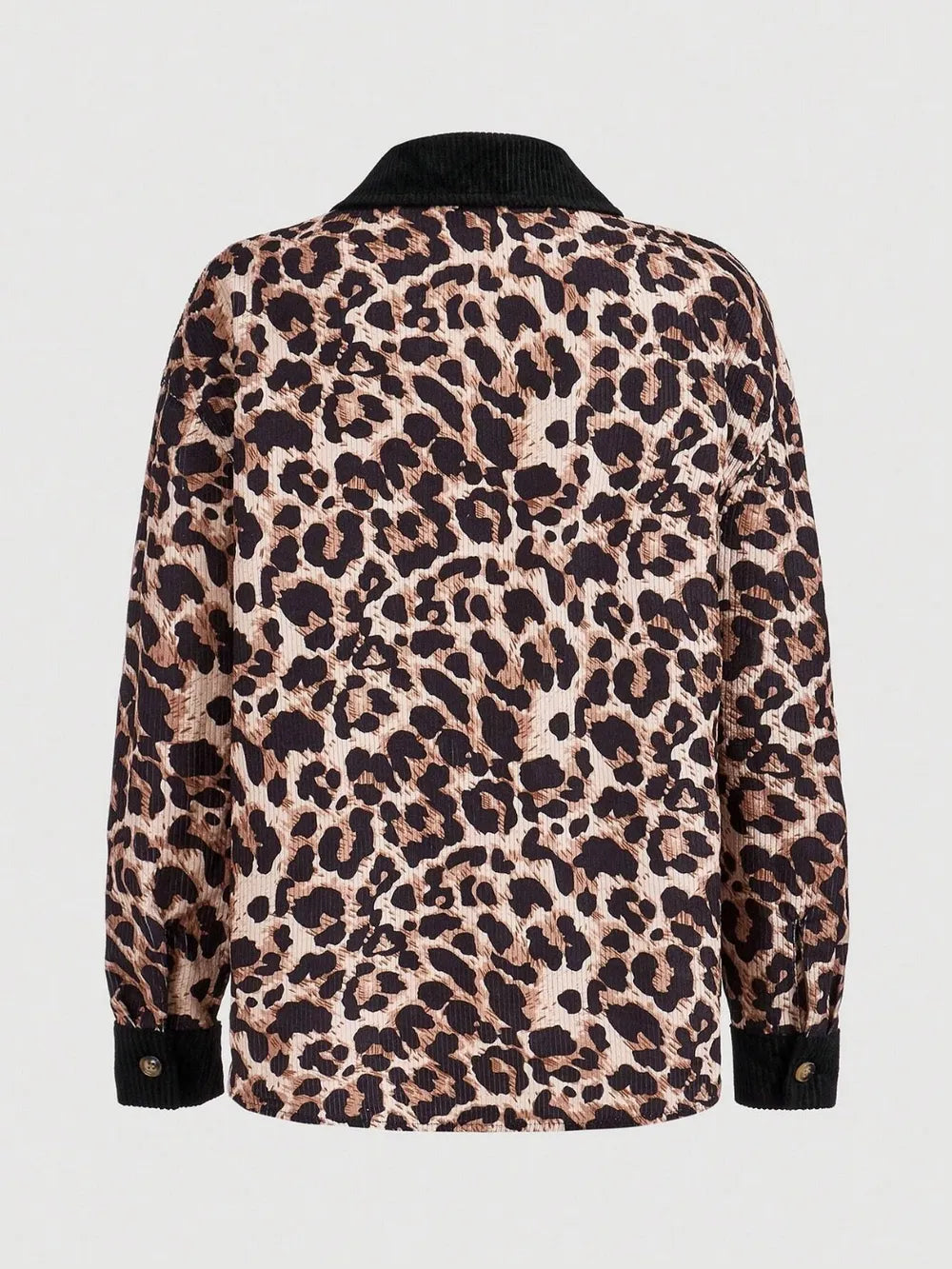 Leopard Collared Neck Button Up Shacket-Nordavory