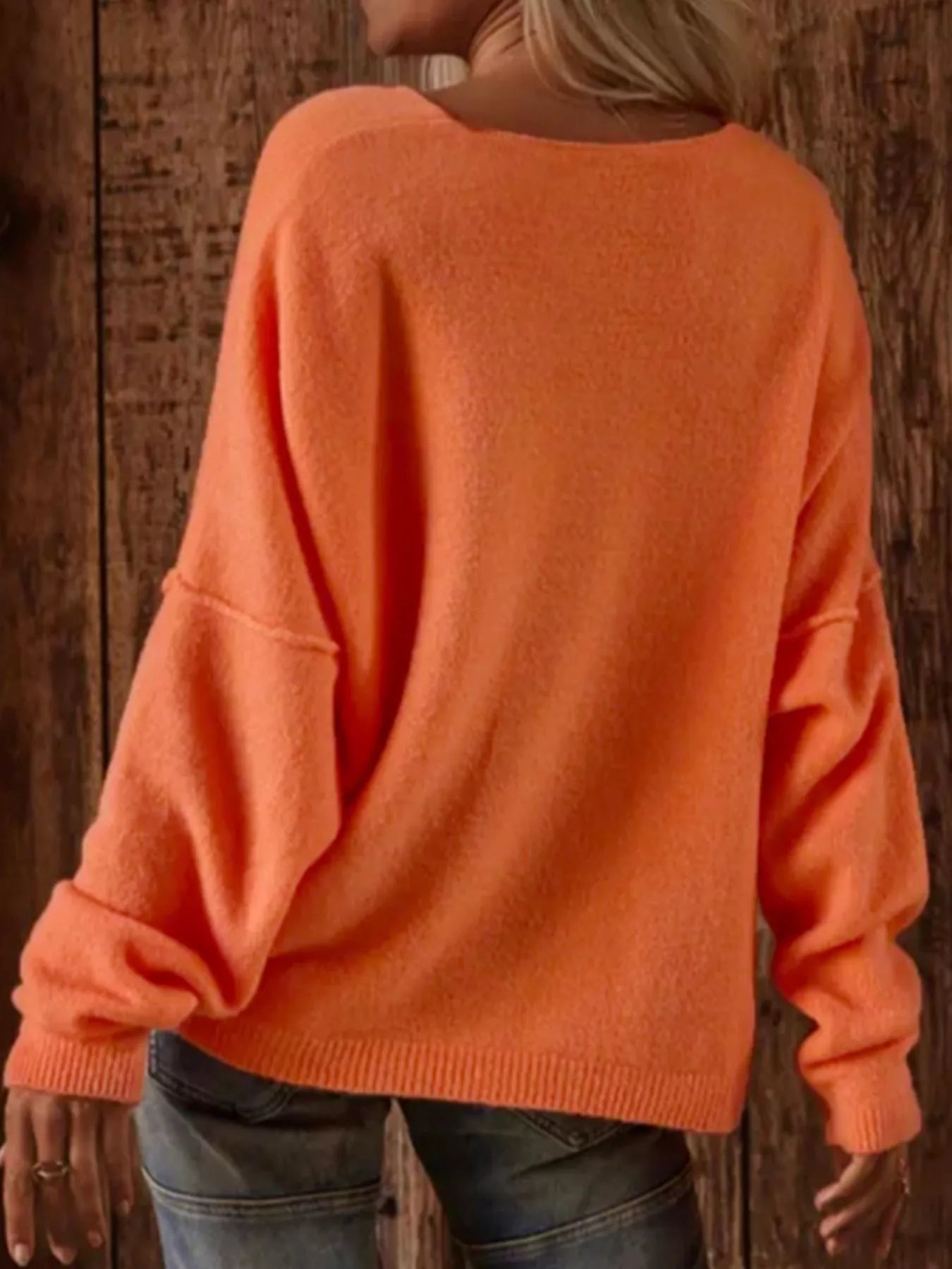 V-Neck Dropped Shoulder Sweater-Nordavory