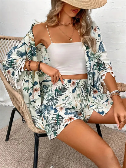 Printed Half Sleeve Top and Shorts Set-Nordavory