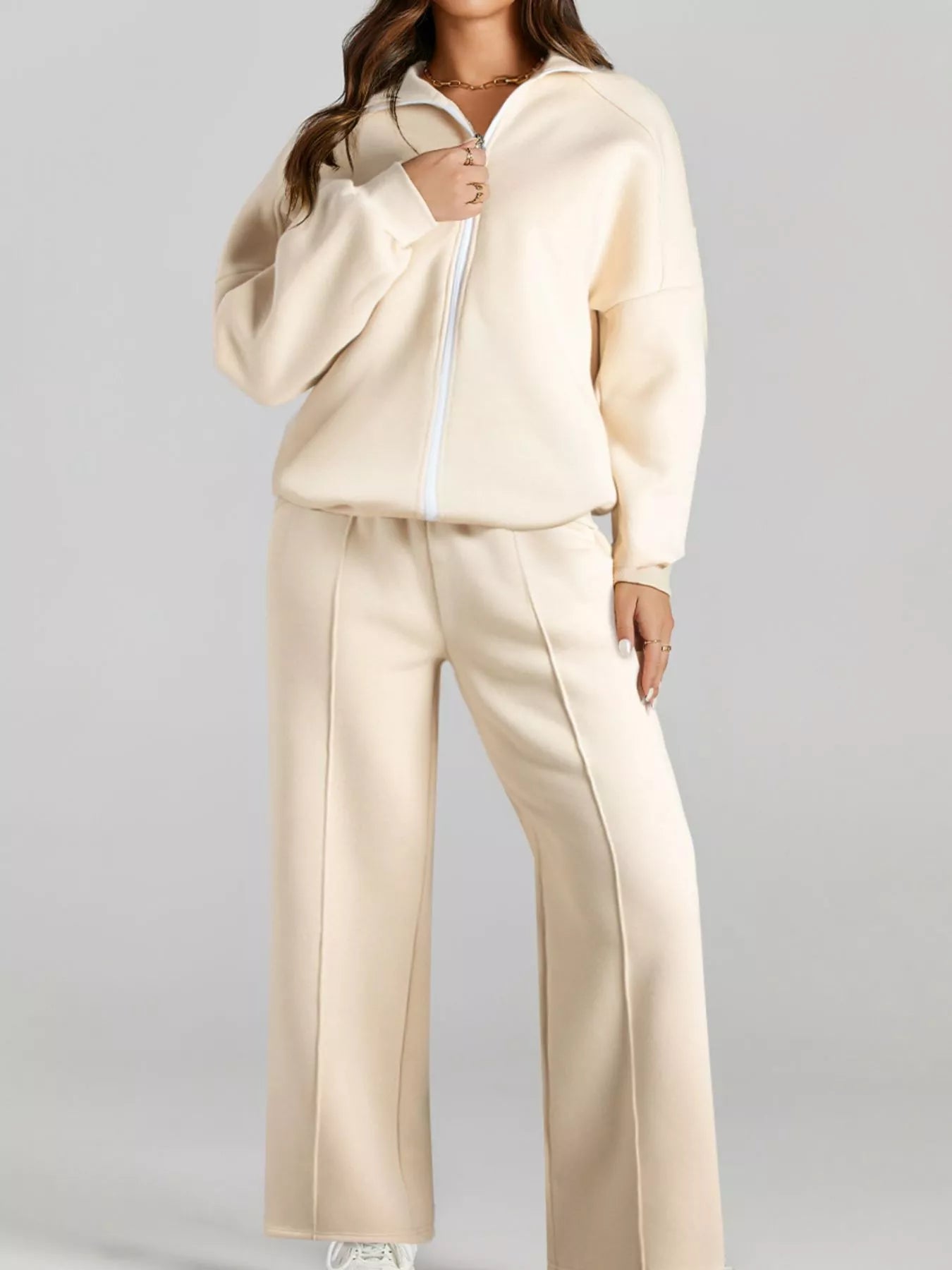 Relaxed Zip-Up Jacket & Drawstring Pants Set – image 2