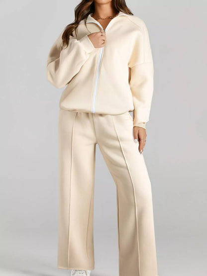 Relaxed Zip-Up Jacket & Drawstring Pants Set – image 2