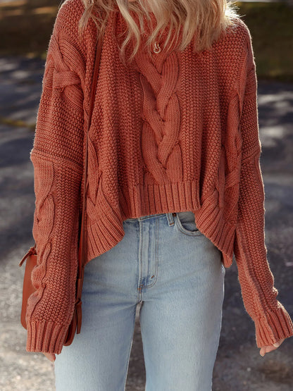Cable-Knit Chunky Fit Slouchy Textured Sweater-Nordavory