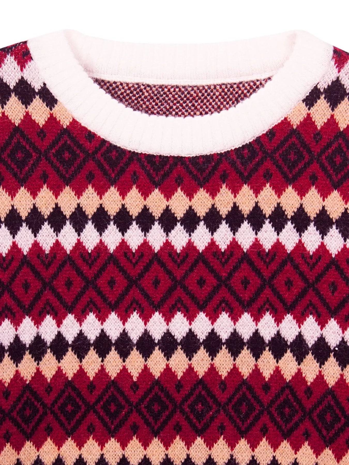 Geometric Pattern Round Neck Sweater-Nordavory