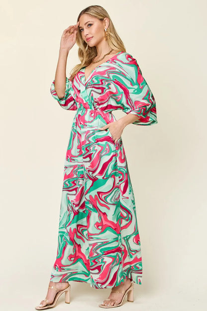 Double Take Full Size Half Sleeve Wide Leg Jumpsuit-Nordavory