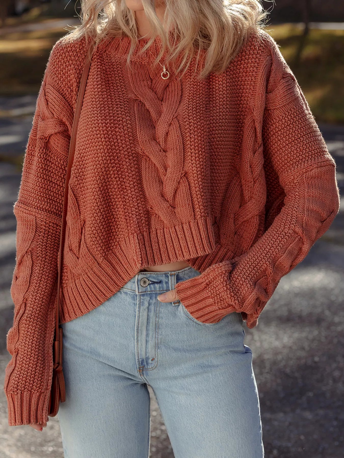 Cable-Knit Chunky Fit Slouchy Textured Sweater-Nordavory