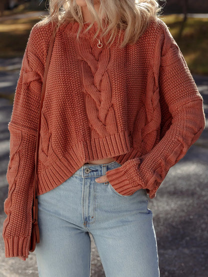 Cable-Knit Chunky Fit Slouchy Textured Sweater-Nordavory