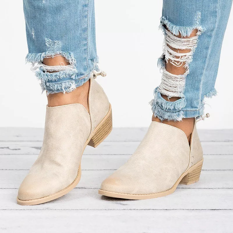 Point Toe Block Heels Boots-Nordavory