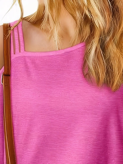 Asymmetrical Neck Half Sleeve T-Shirt-Nordavory