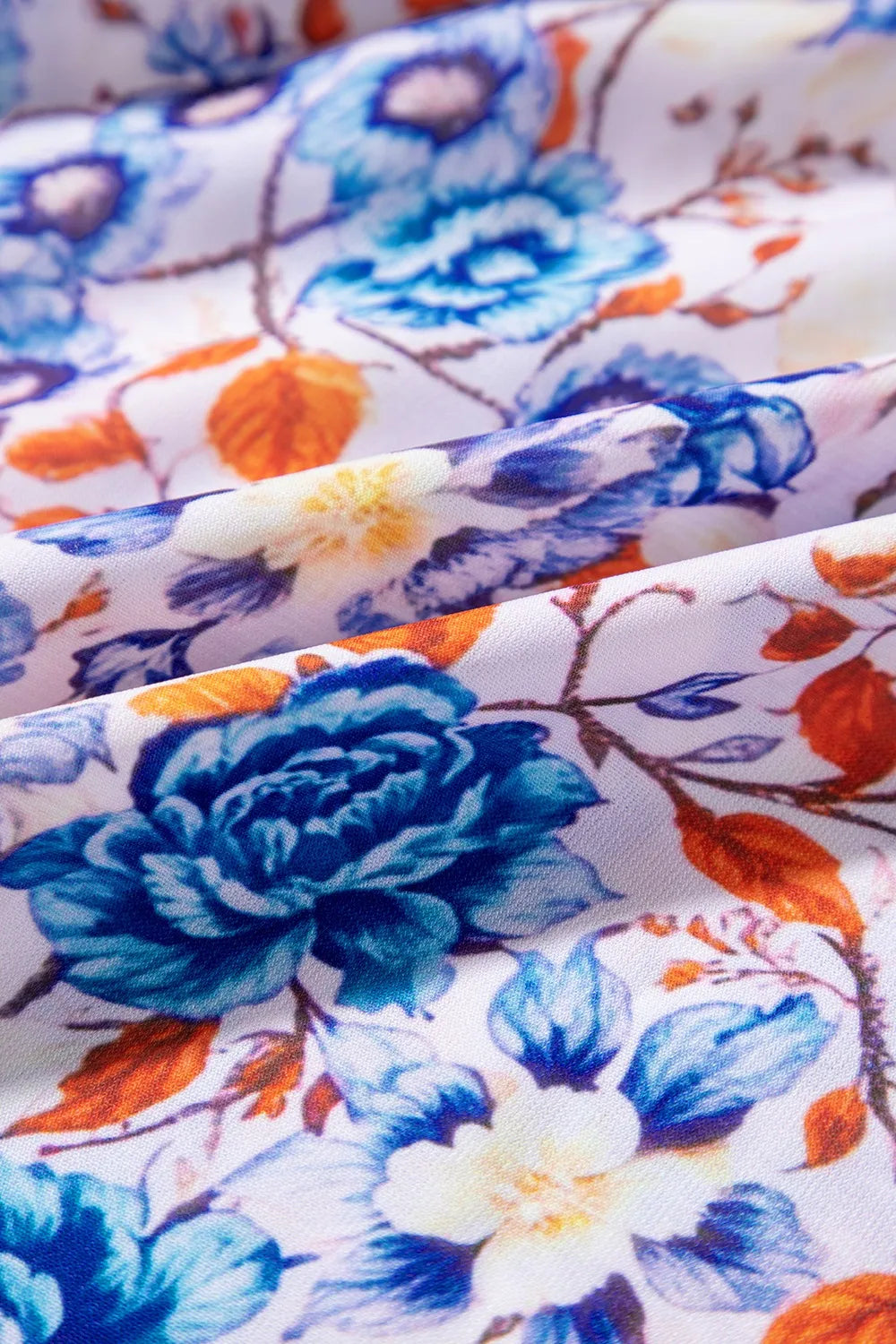 Mixed Floral Print Tie Neck Short Sleeve Dress-Nordavory