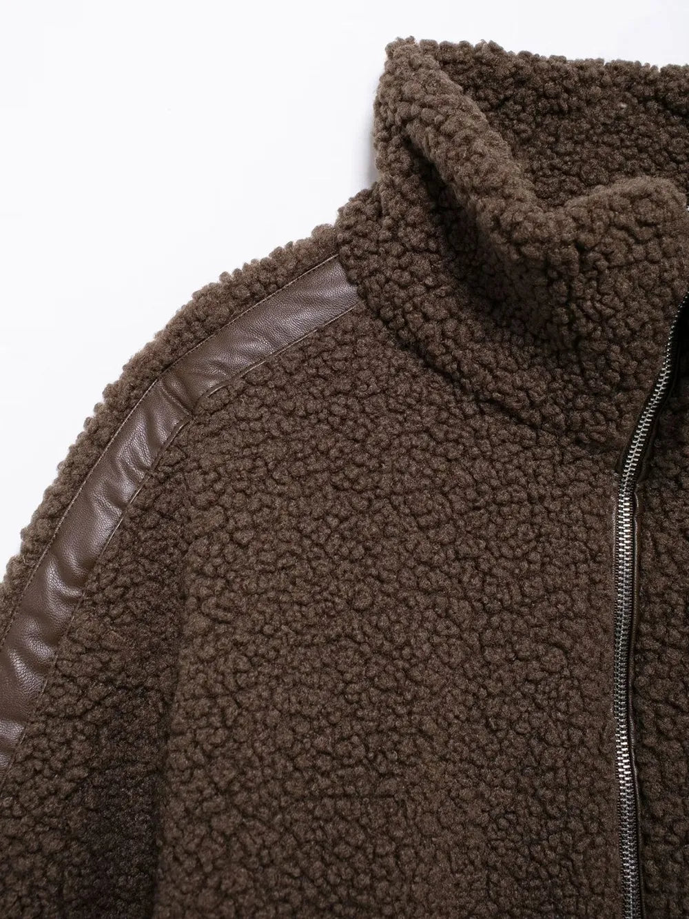 Zip Up Turtleneck Long Sleeve Plush Jacket-Nordavory